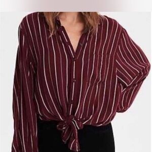 American Eagle Outfitters Burgundy Striped Blouse